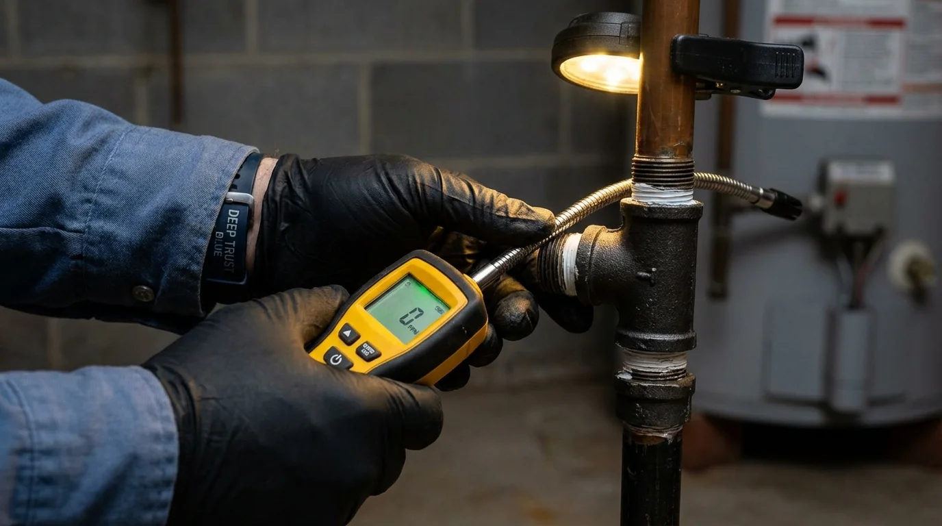 Gas leak detection with electronic sniffer by Johns Plumbing LLC in Nampa